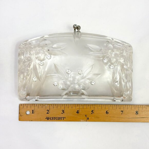 Vintage Lucite '50s clear clutch purse - Picture 6 of 7